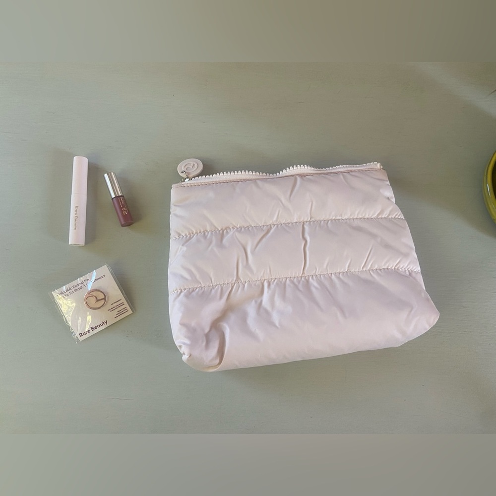 NWT RARE BEAUTY by Selena Gomez Puffy Makeup Bag and Rare Enamel Pin plus - Picture 3 of 5